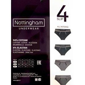 Slip Uomo Moda in Cotone Elasticizzato Nottingham 14939 (4 Pezzi)