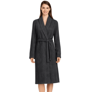 Vestaglia Donna Color Fumo in Cotone Ciniglia Incrociata