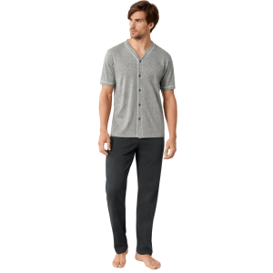 Pigiama Uomo Aperto nero e blu in Cotone Jersey Leggero