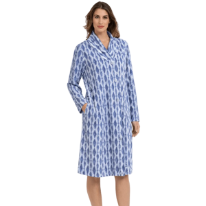 Vestaglia Donna Blu abbottonata Coral Pile Linclalor