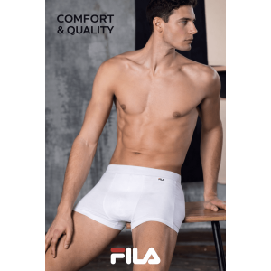 Boxer uomo intimo Fila 5262 in cotone elasticizzato, disponibili dalla taglia S alla XXL nei colori bianco e nero. Confezione da 3 pezzi.