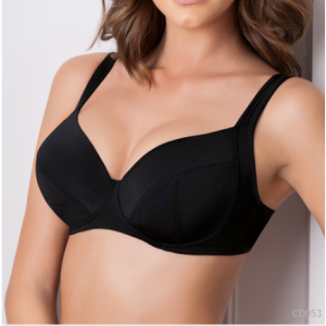 Reggiseno Nero Donna Coppa C in Microfibra Senza Ferretto Viola CD053 by Cotonella