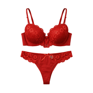 Completo donna intimo rosso balconcino super imbottito