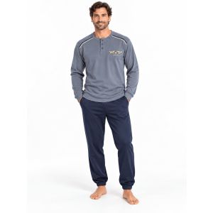 Pigiama Uomo caldo cotone interlock You & Me 831 maglia avion pantalone blu