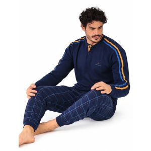 Pigiama Uomo caldo cotone pesante interlock Navigare 142034 Blu
