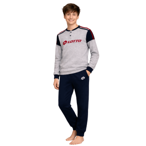 Pigiama Ragazzo Lotto 1033 in Caldo Cotone Interlock con Collo Serafino