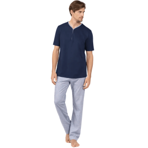 Pigiama Uomo blu e grigio in Cotone Jersey