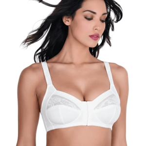 Reggiseno donna bianco intimo Camilla by Aris aperto davanti in microfibra e pizzo con interno in cotone anallergico