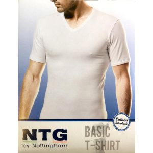 Maglia Uomo mezza manica scollo a V Cotone Felpato NTG TV900